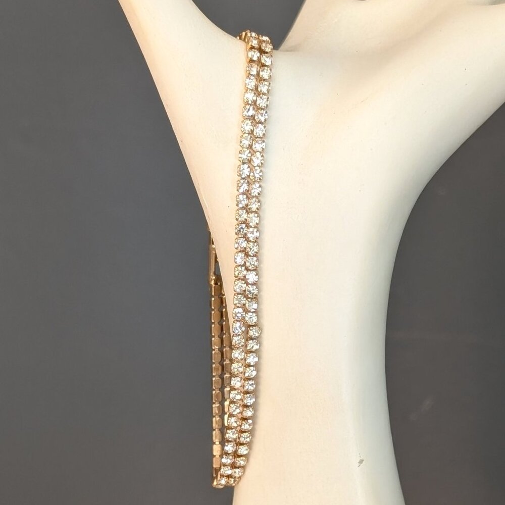Delicate 2 strand simulated diamond tennis bracelet